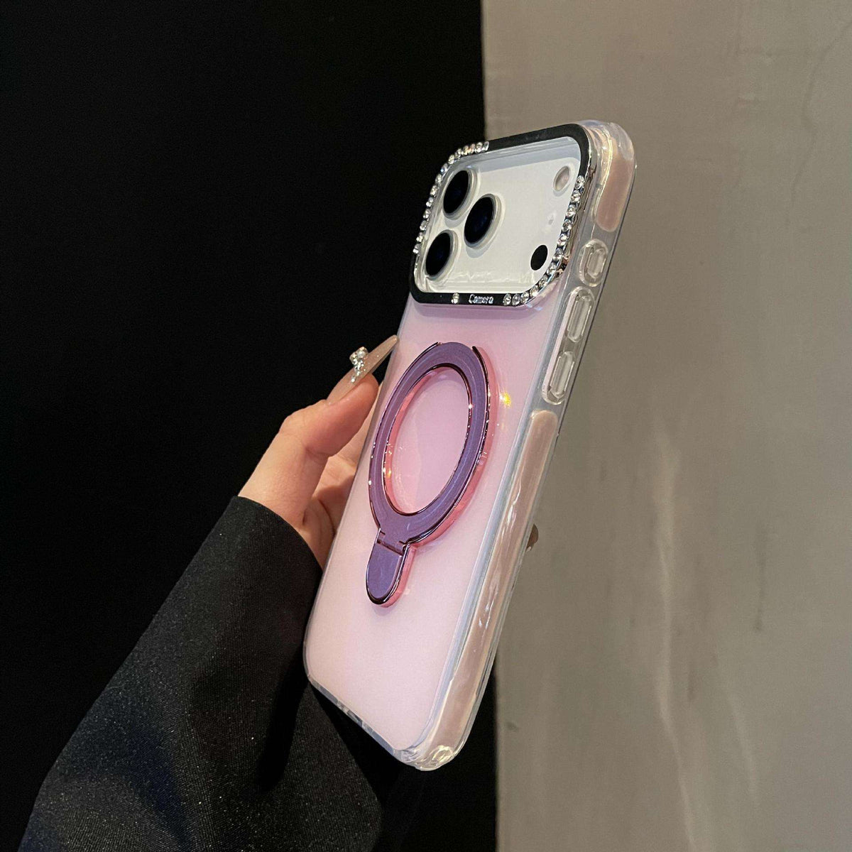 Glossy Phone Case with 360° Ring Stand for iPhone