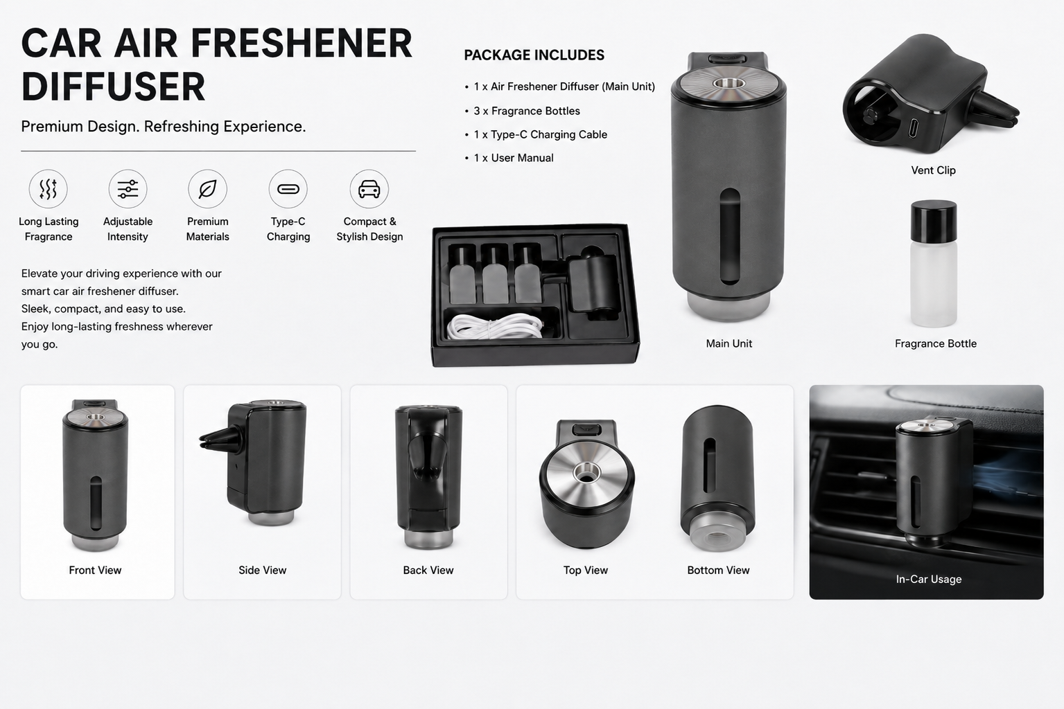 Air Outlet Smart Car Aroma Diffuser