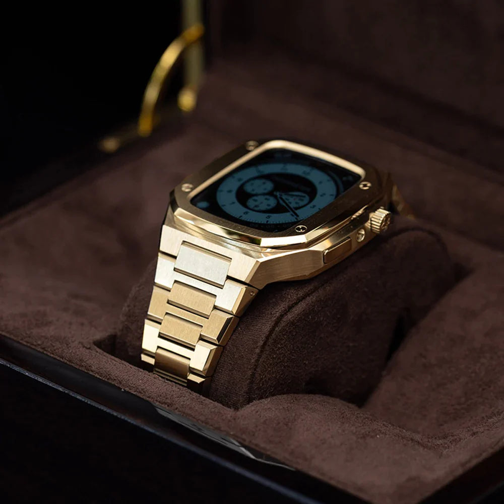 Auriglo Premium Metal Case And Stainless Steel Straps ( 44MM) new gold