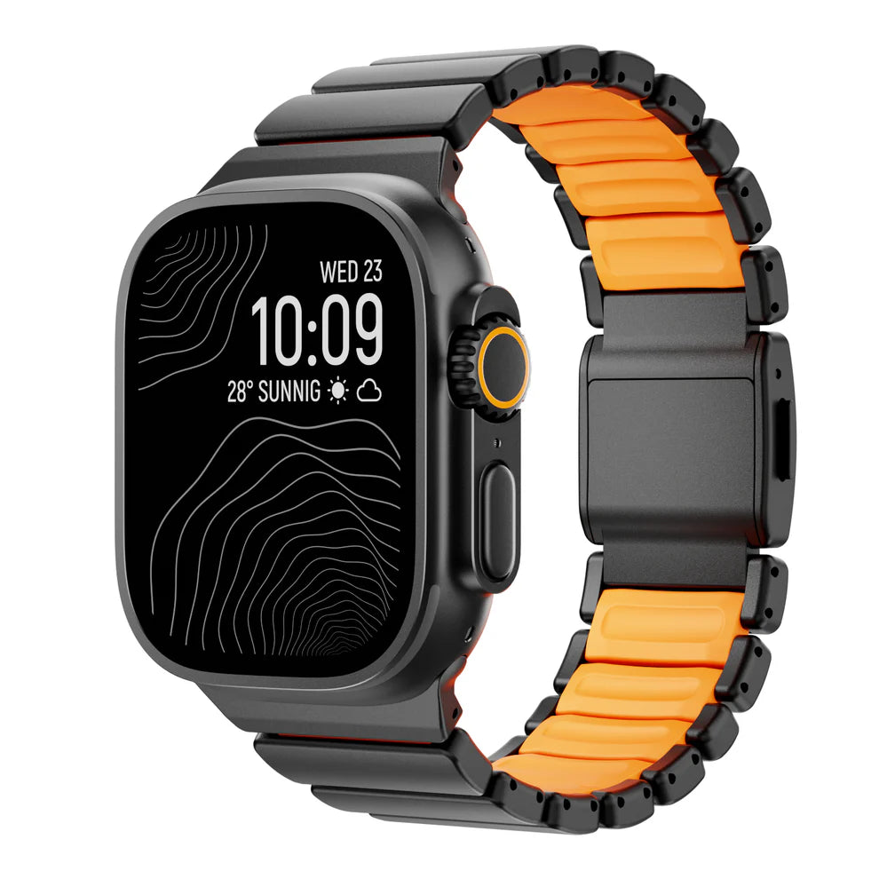 Titanium Silicone Hybrid Band - Black Orange