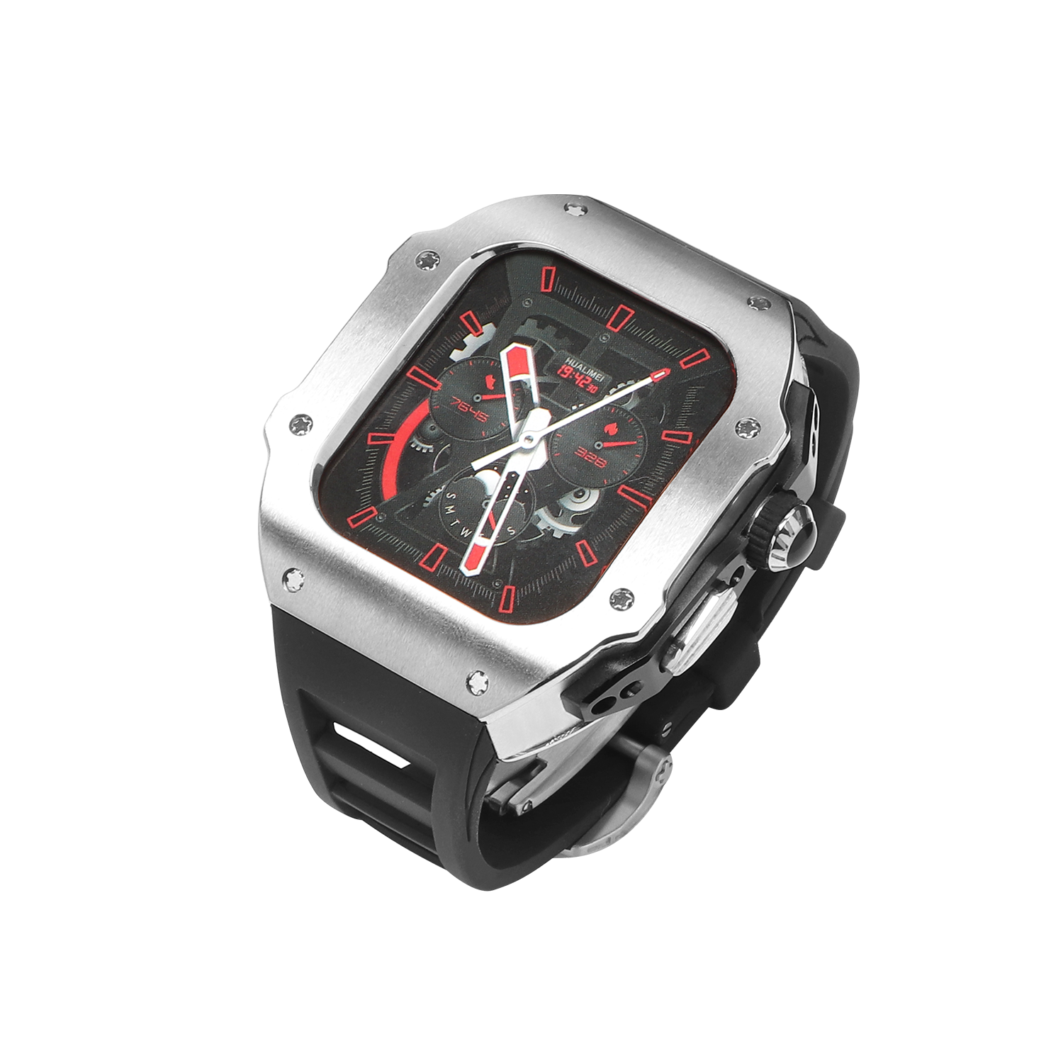 Auriglo 44-45mm stainless steel case with silicon strap