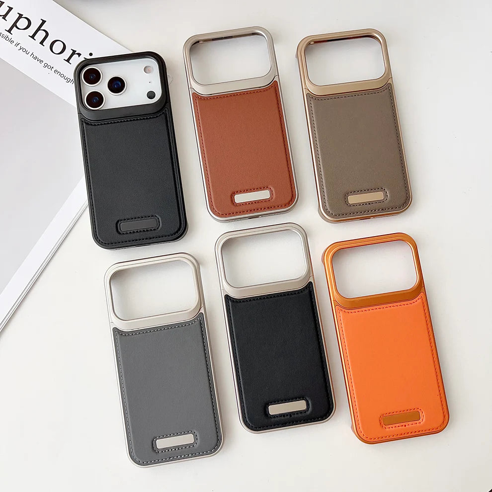 Pro Leather Metal Case For iPhone
