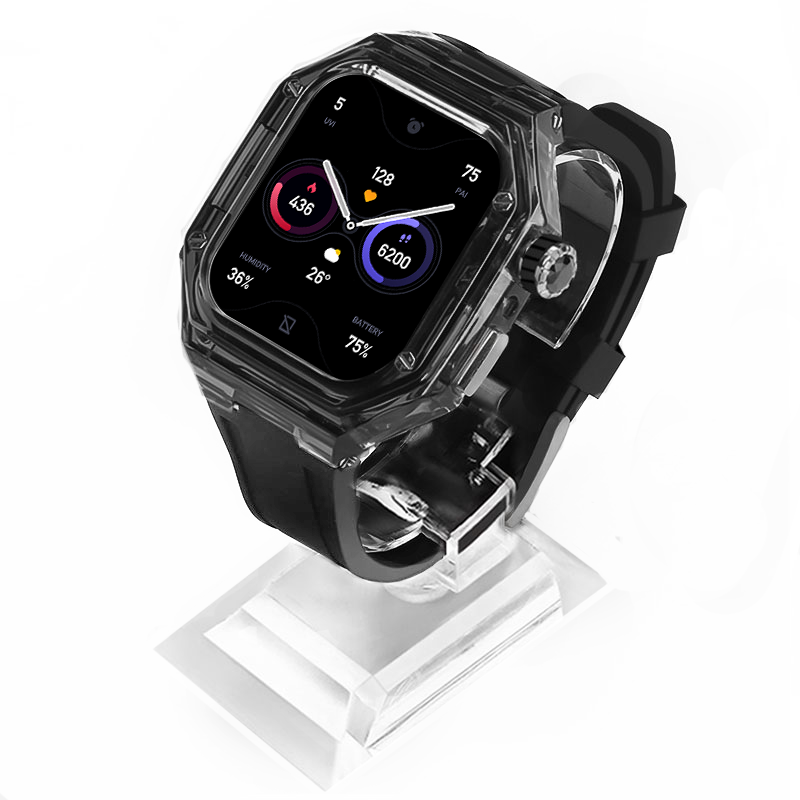 PC Clear Transparent Watch Case With Silicone Replacement Band For Apple Watch 49MM