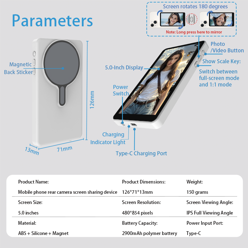 Ultra Vlog Selfie Monitor Screen For iPhone And Android