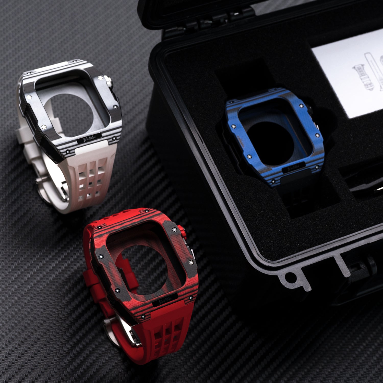 AURIGLO Carbon Fiber watch case with fluororubber FOR 45 MM