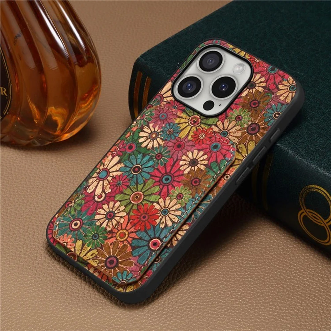 Floral Leather IPhone Case with Card Holder