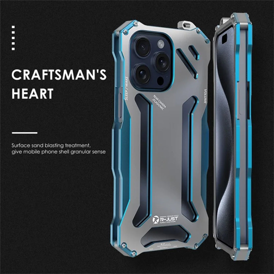 Metal Armor Mechanical Phone Case With Luxury Aluminum Shell Hollow Heat Dissipation For iPhone