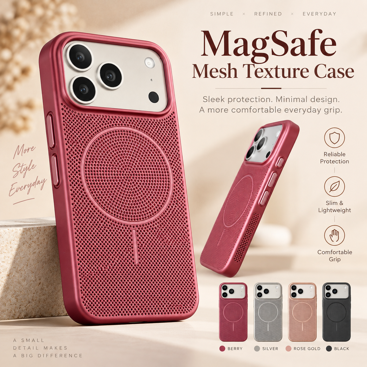 Magnetic Metal Mesh Phone Case for iPhone