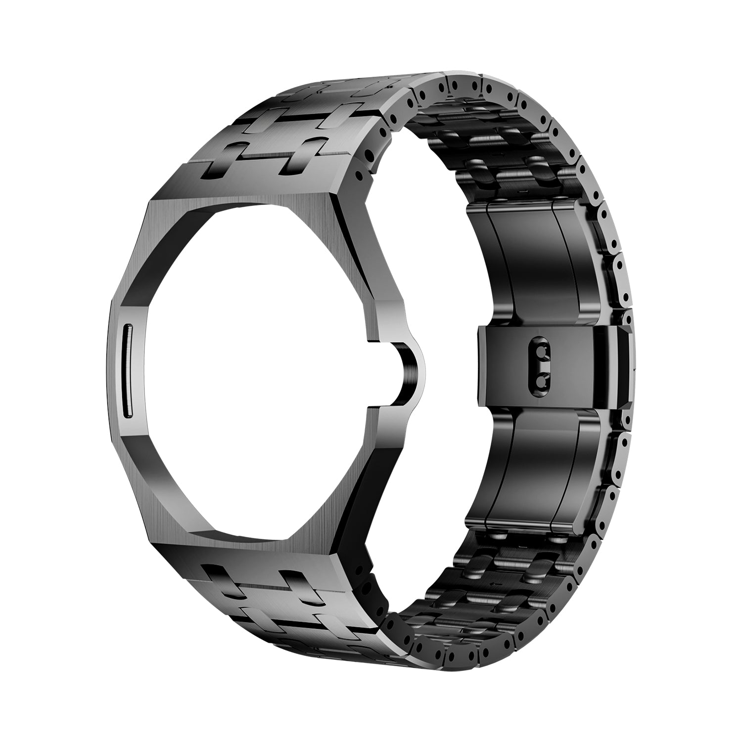 Luxury Stainless Steel Case with Metal Belt For Swatch (3 o'clock Position Crown)