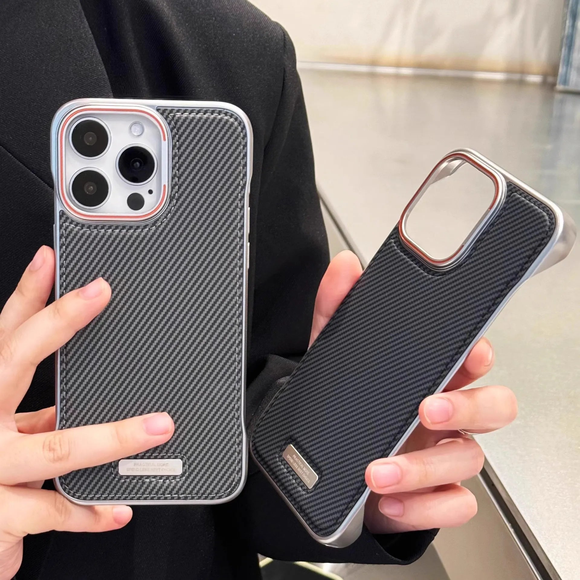 Frameless Carbon Fiber Pattern Case For iPhone