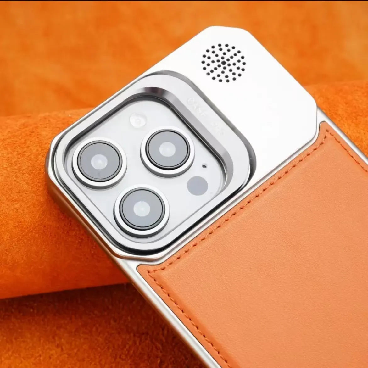 LensHolder Leather Metal Case For iPhone