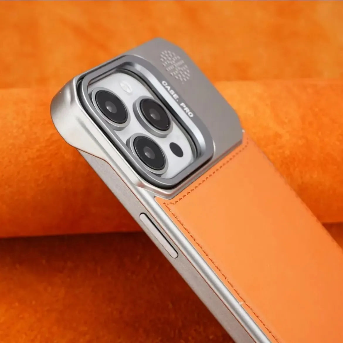 LensHolder Leather Metal Case For iPhone