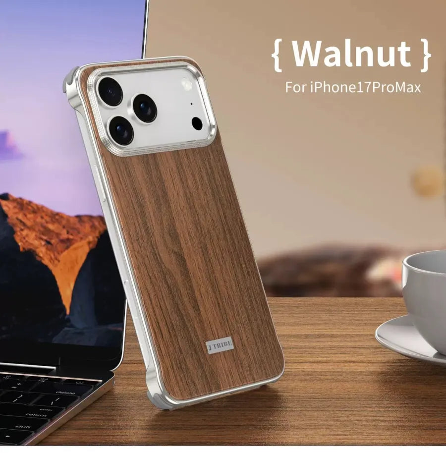 Frameless Walnut Metal Case For iPhone