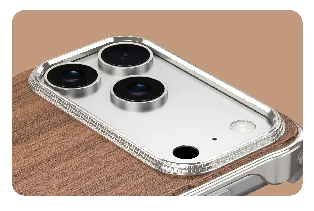 Frameless Walnut Metal Case For iPhone