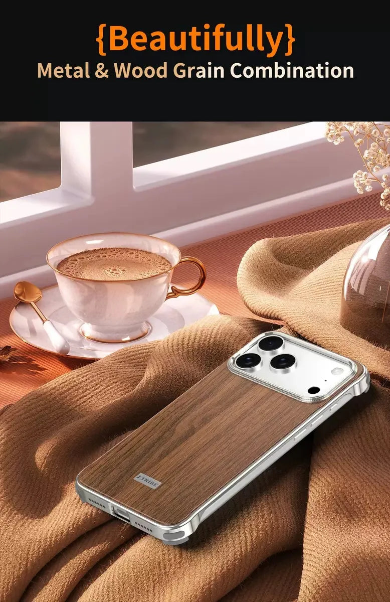 Frameless Walnut Metal Case For iPhone