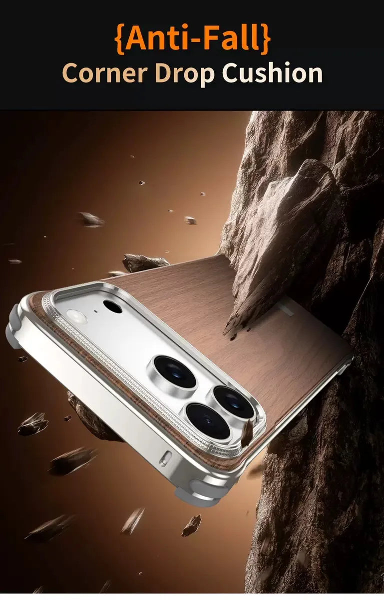 Frameless Walnut Metal Case For iPhone