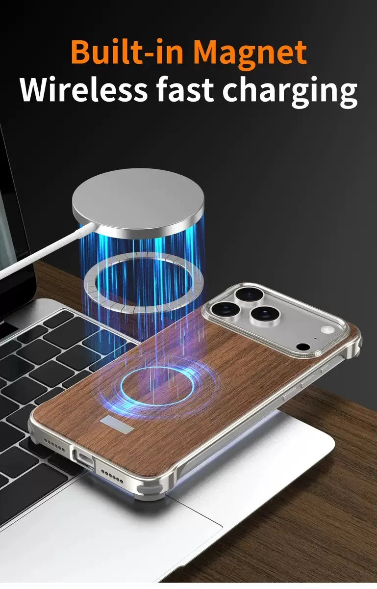 Frameless Walnut Metal Case For iPhone