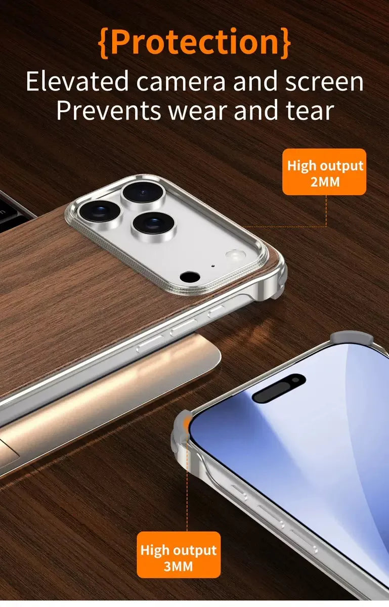 Frameless Walnut Metal Case For iPhone