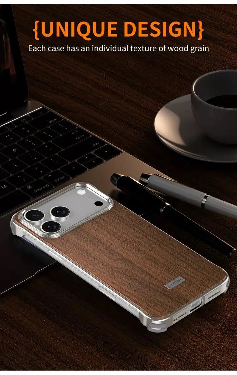 Frameless Walnut Metal Case For iPhone