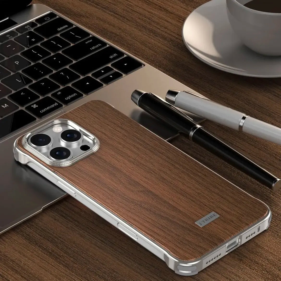 Frameless Walnut Metal Case For iPhone