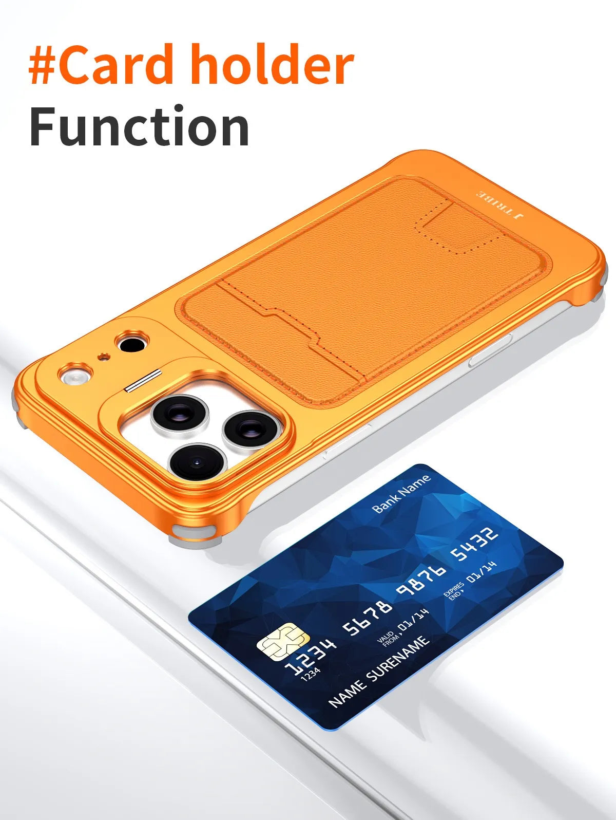 Frameless Metal Card Holder Case For iPhone