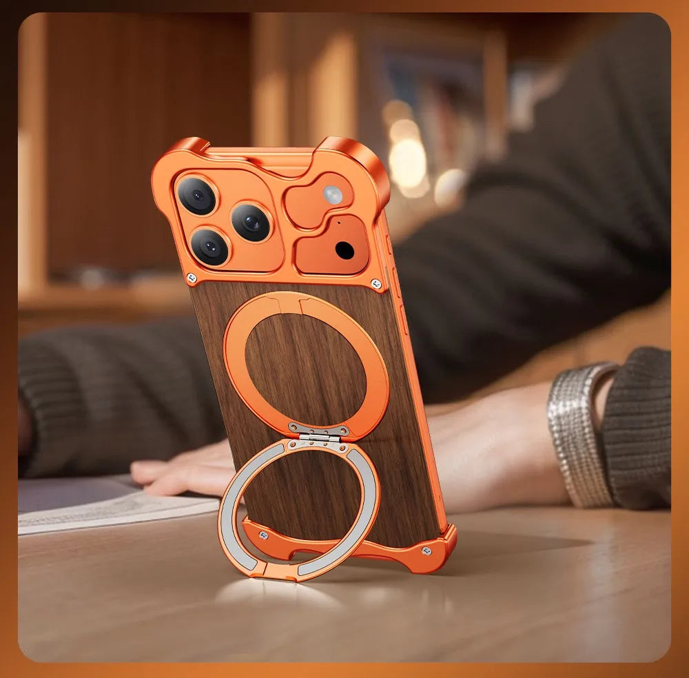 Minimalist Wood Metal Case For iPhone
