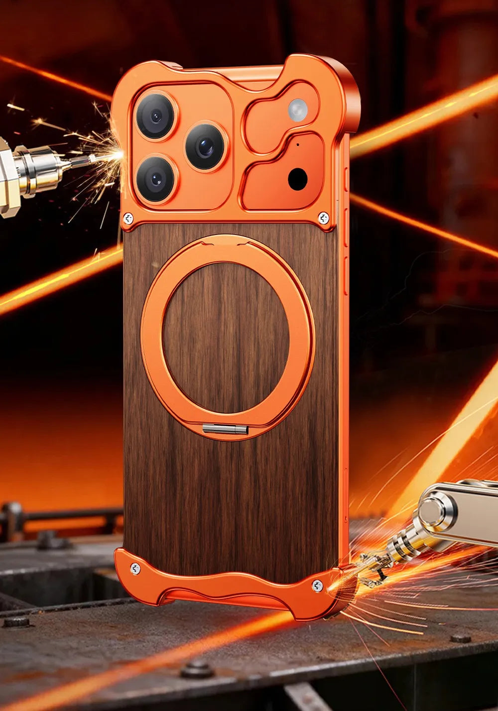 Minimalist Wood Metal Case For iPhone