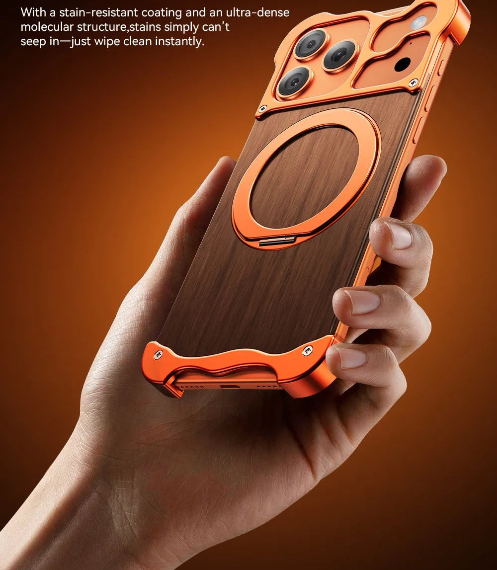 Minimalist Wood Metal Case For iPhone