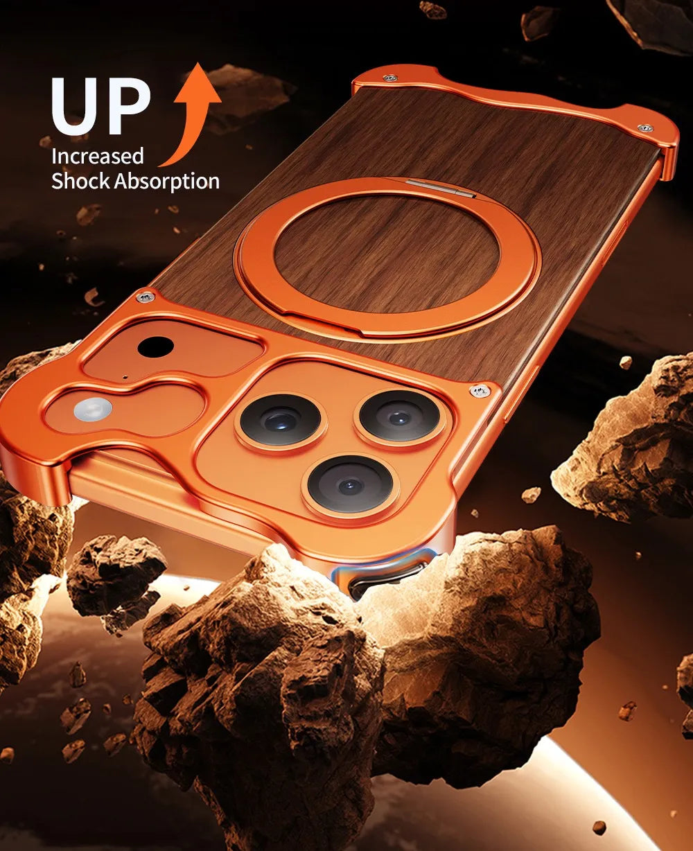Minimalist Wood Metal Case For iPhone