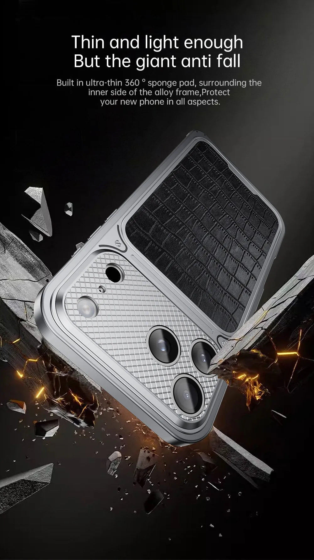 Alligator Pattern Metal Case For iPhone