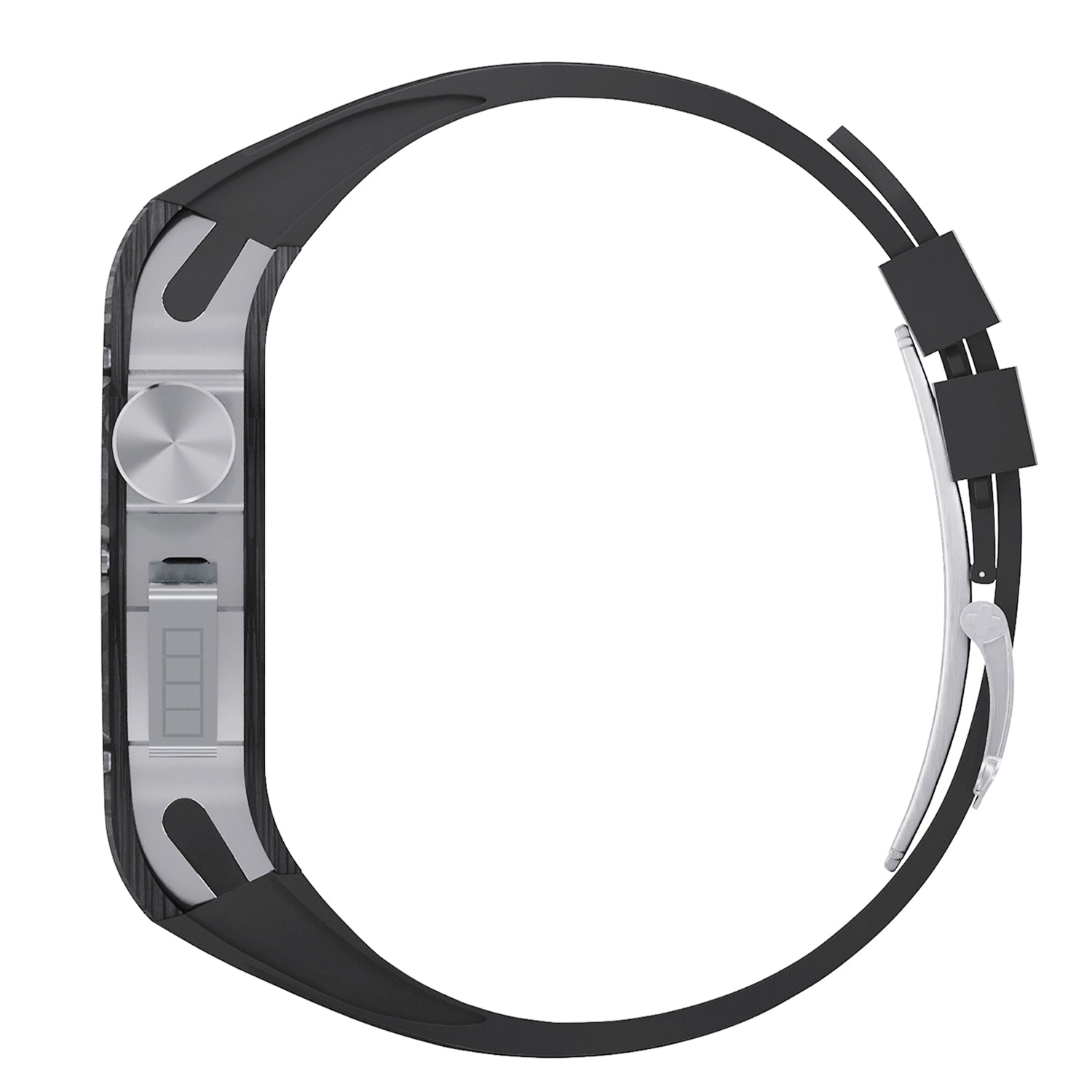 44 - 45mm Carbon Fibre Case For Apple Watch With Premium FKM Rubber Strap