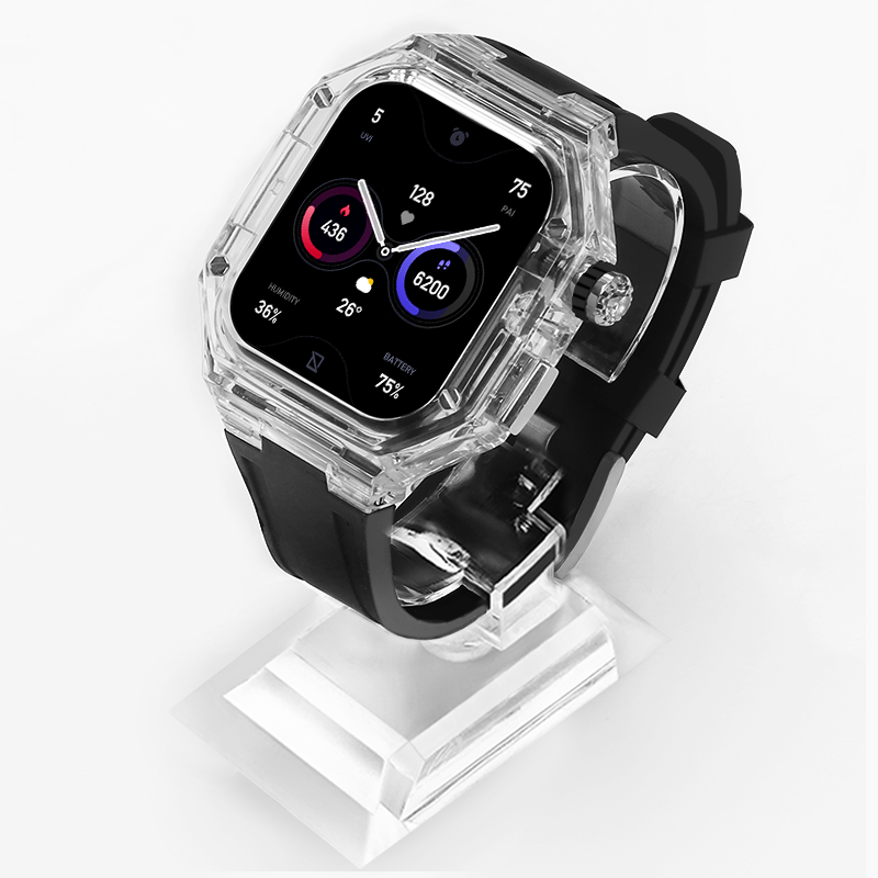 PC Clear Transparent Watch Case With Silicone Replacement Band For Apple Watch 49MM