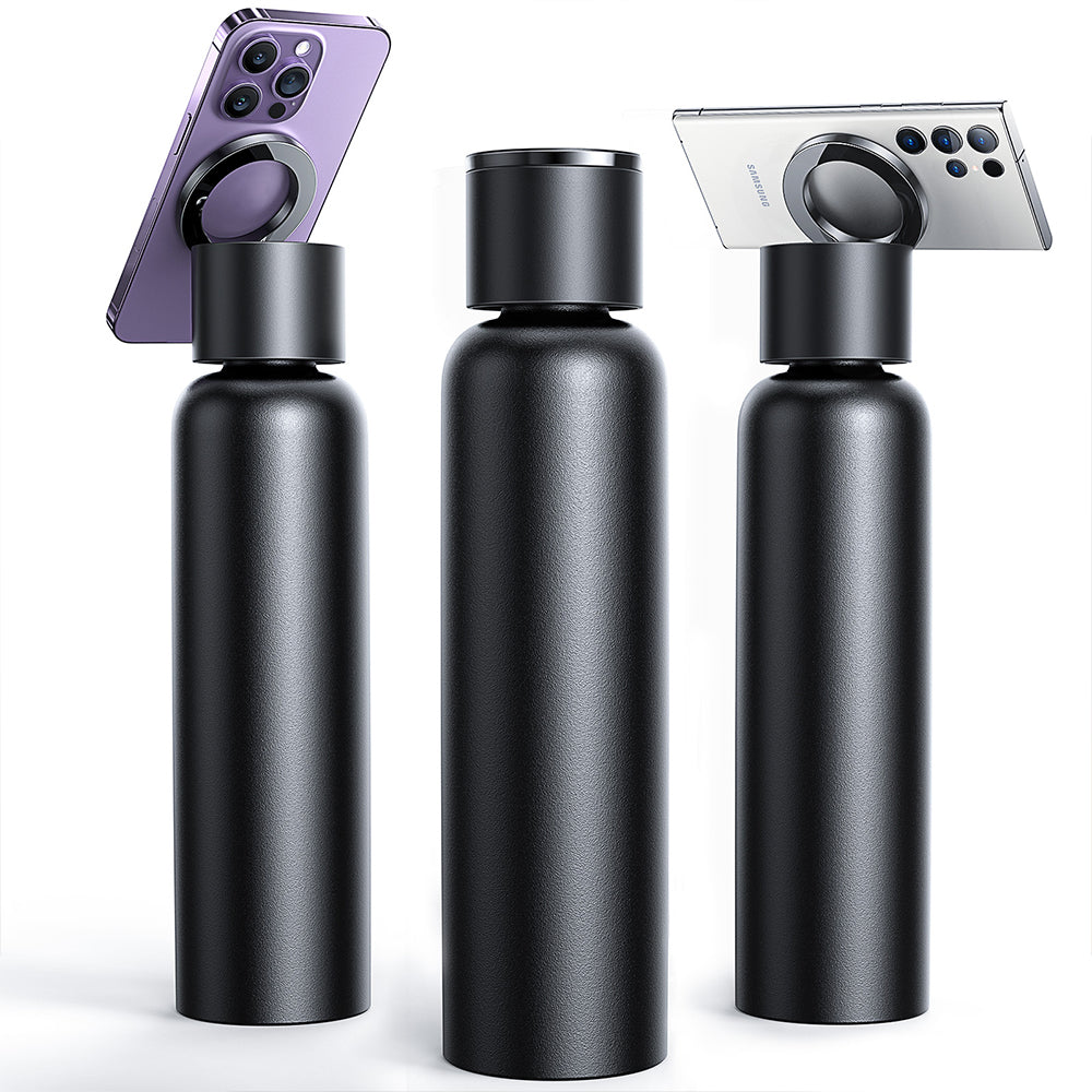 Magnetic Lid Water Bottle Phone Holder