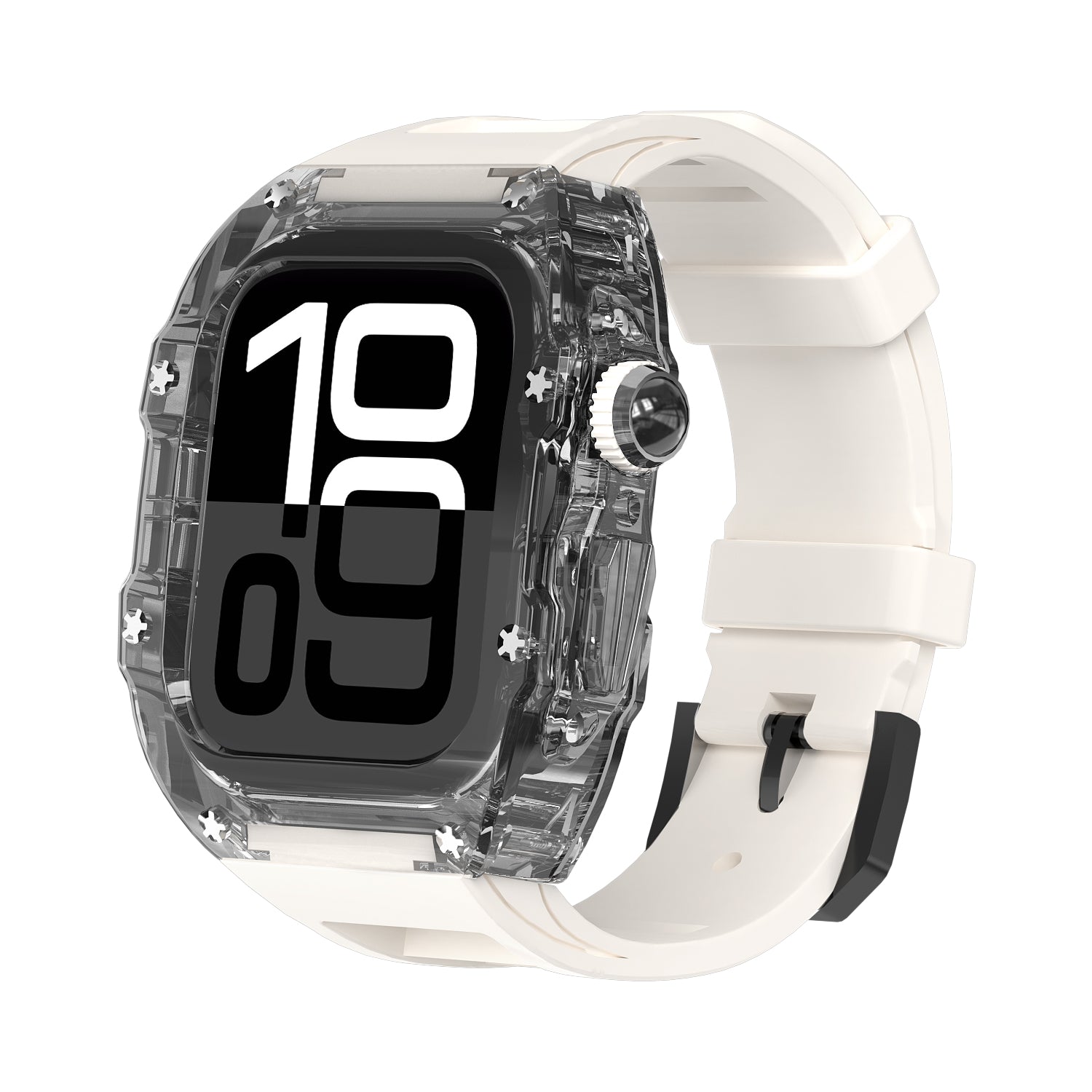 Clear And Black Transparent Case With Breathable Fluororubber Strap For Apple Watch 42MM