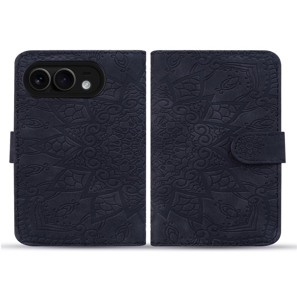 Imprinted Flower Pattern Leather Wallet Case for iPhone Duo