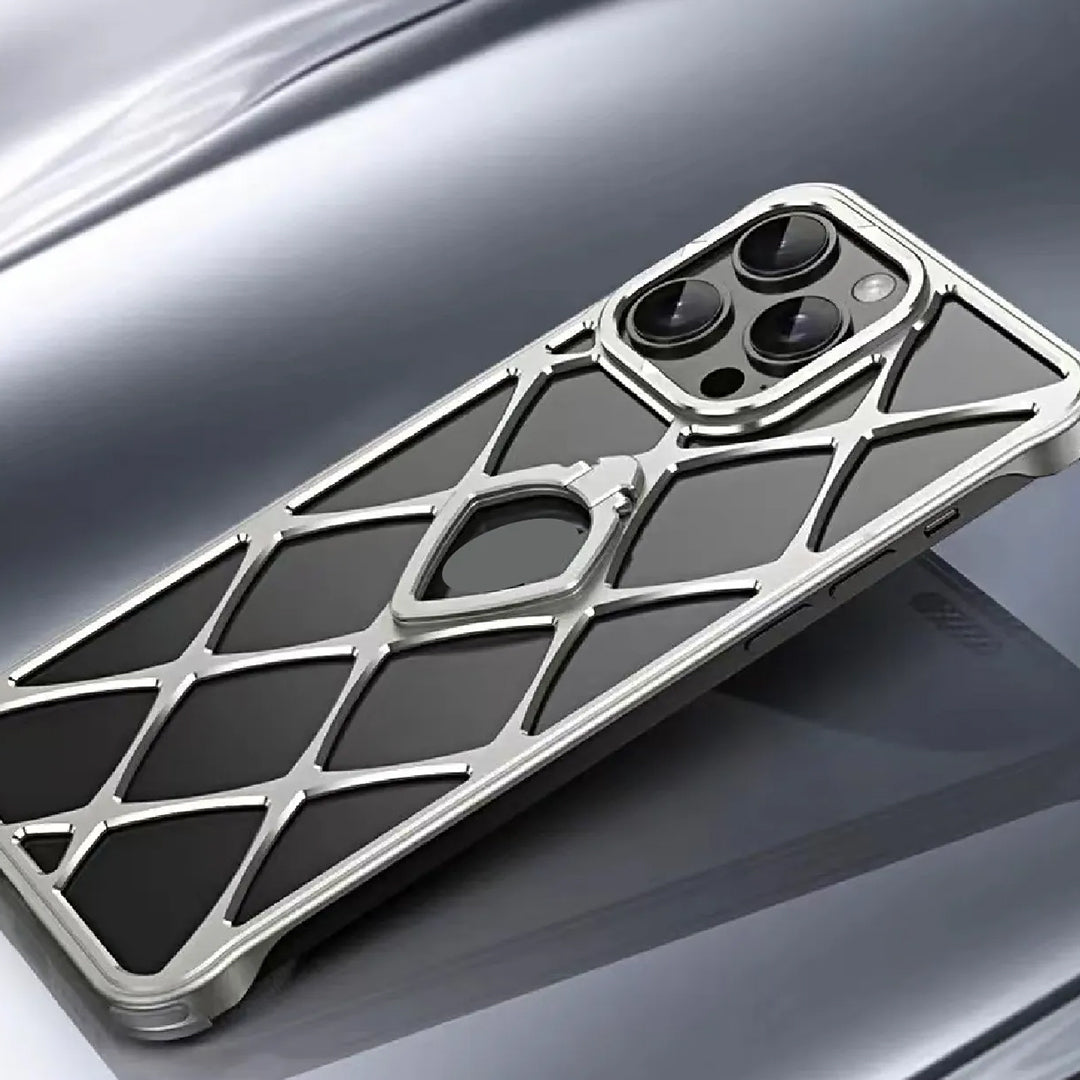 Alloy Diamond Grid Invisible Bracket iPhone Case