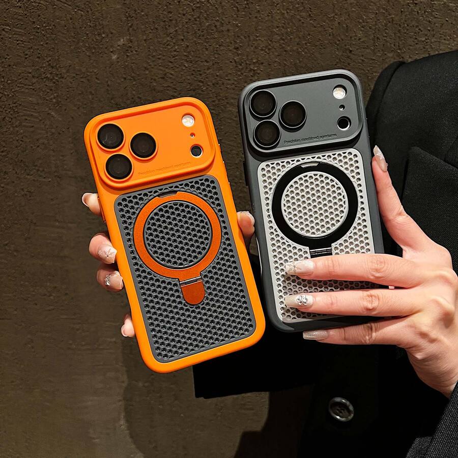 Magnetic PC Mesh Ring Stand Phone Case for iPhone