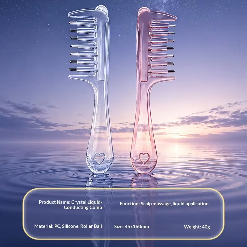 Oil Reservoir Scalp Massage Comb With Metal Roller Ball Teeth For Hair Care