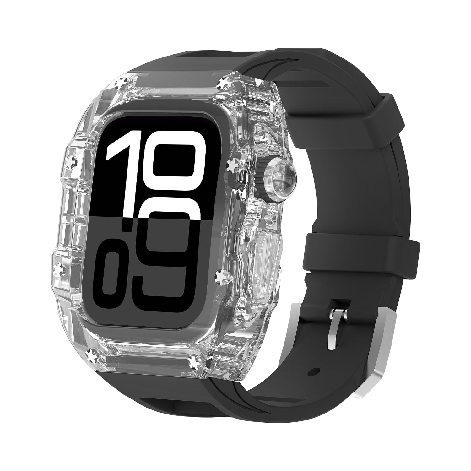 Clear And Black Transparent Case With Breathable Fluororubber Strap For Apple Watch 42MM