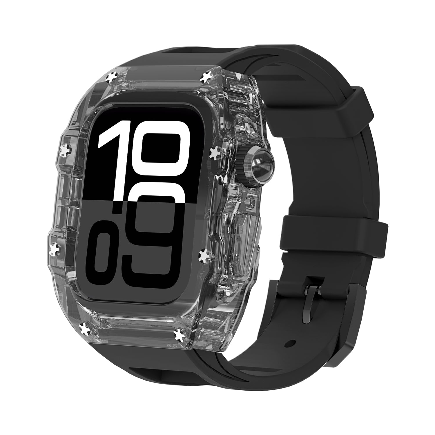 Clear And Black Transparent Case With Breathable Fluororubber Strap For Apple Watch 42MM