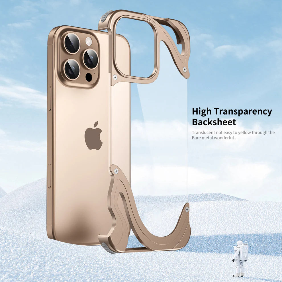 Wave Transparent Back Metal Case For iPhone