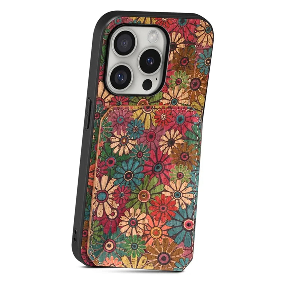 Floral Leather IPhone Case with Card Holder