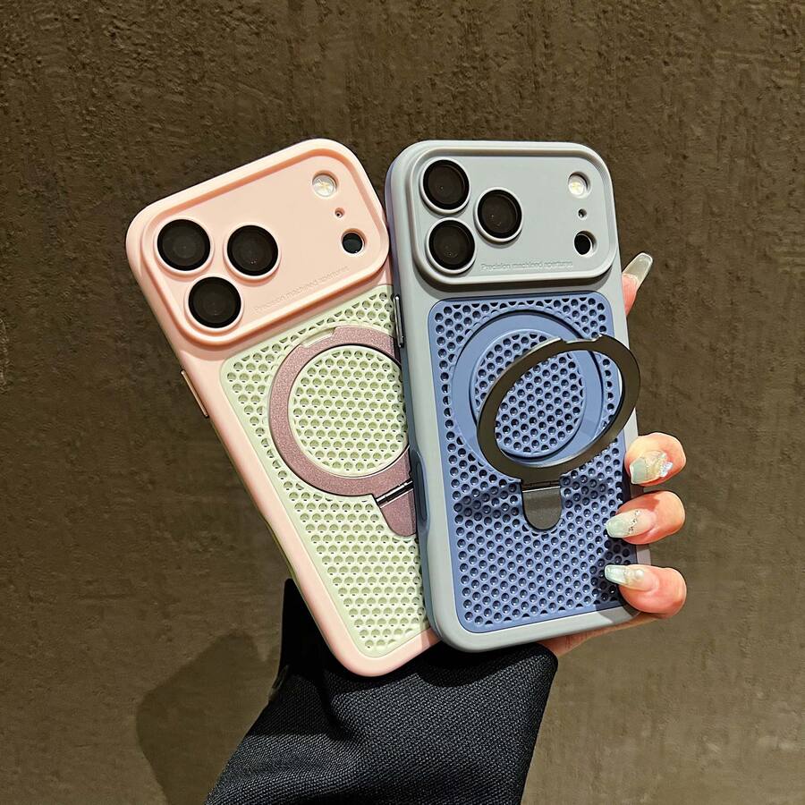 Magnetic PC Mesh Ring Stand Phone Case for iPhone