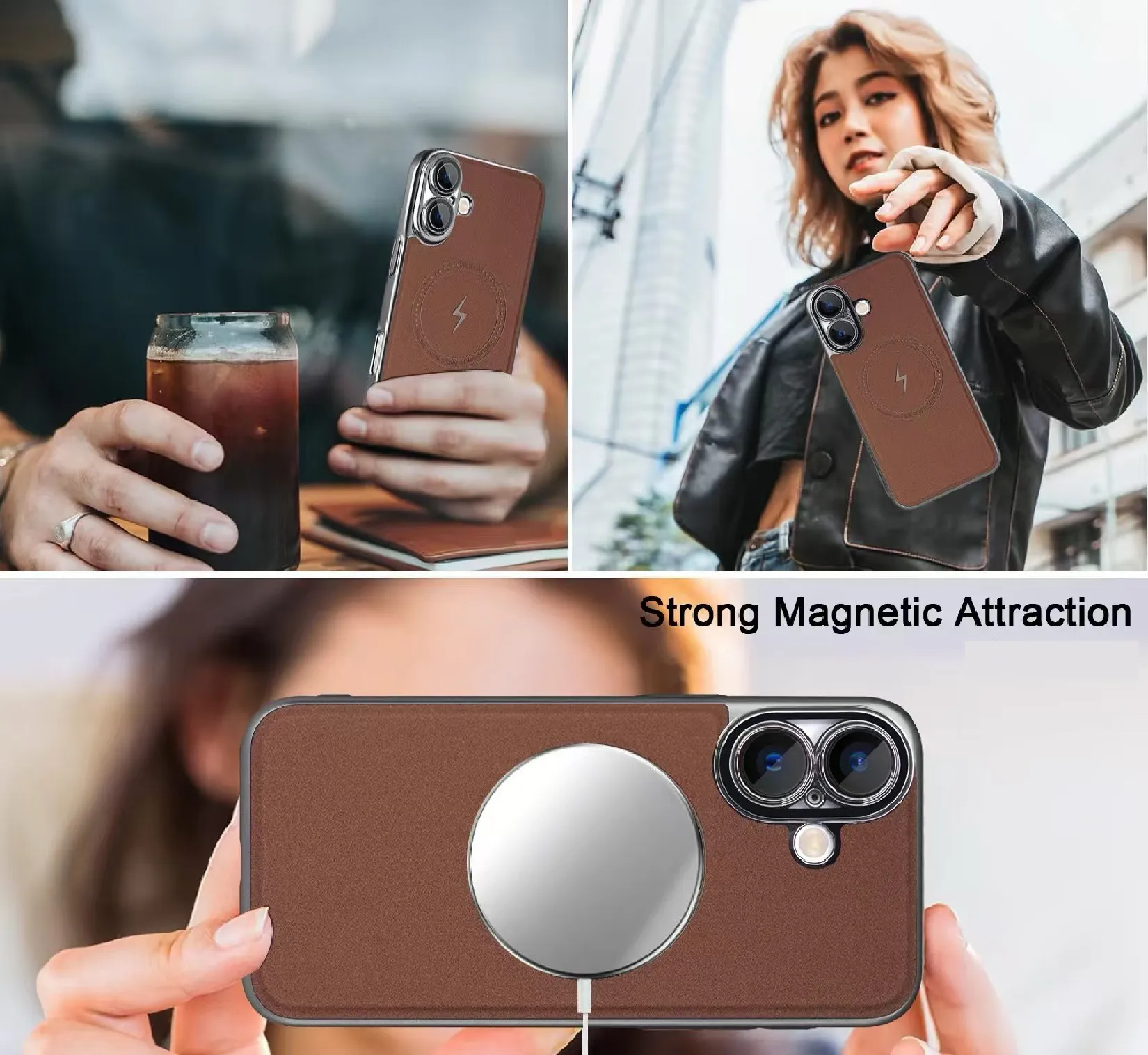 Lightning Leather Magnetic Case For iPhone