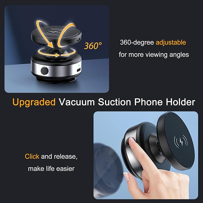 New Vacuum Magnetic Phone Holder With Wireless Charging