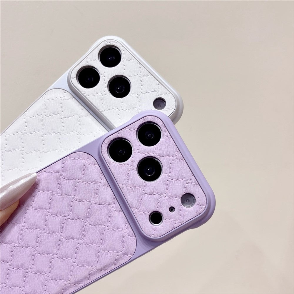 Borderless PU Leather Diamond Pattern Case For iPhone
