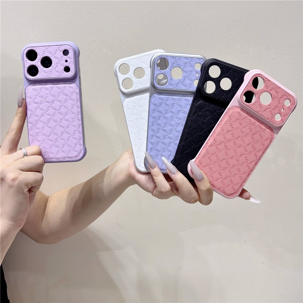 Borderless PU Leather Diamond Pattern Case For iPhone