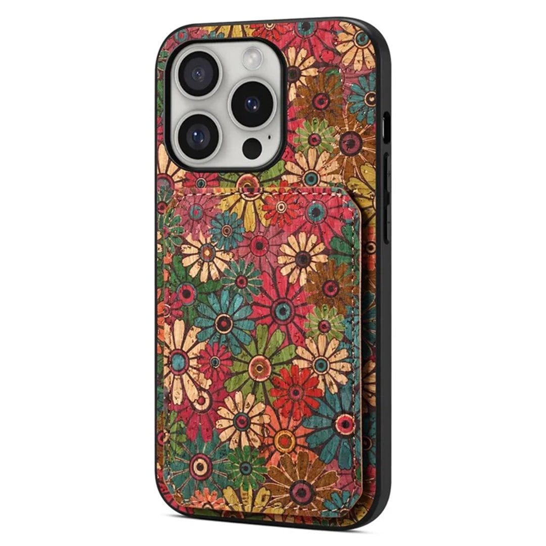 Floral Leather IPhone Case with Card Holder