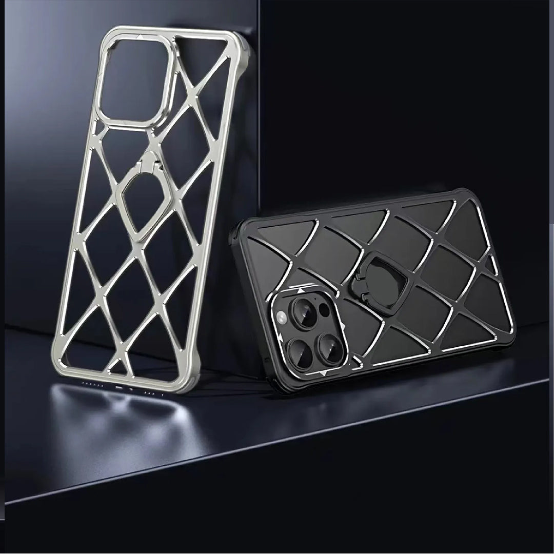 Alloy Diamond Grid Invisible Bracket iPhone Case