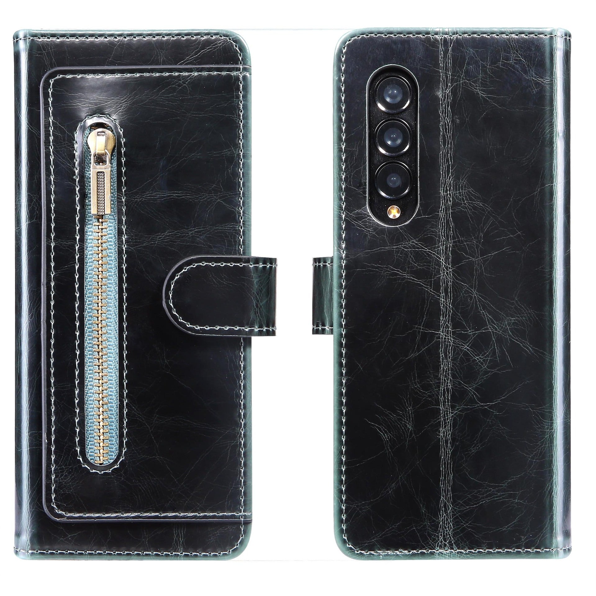 Zipper Leather Case For Samsung Fold